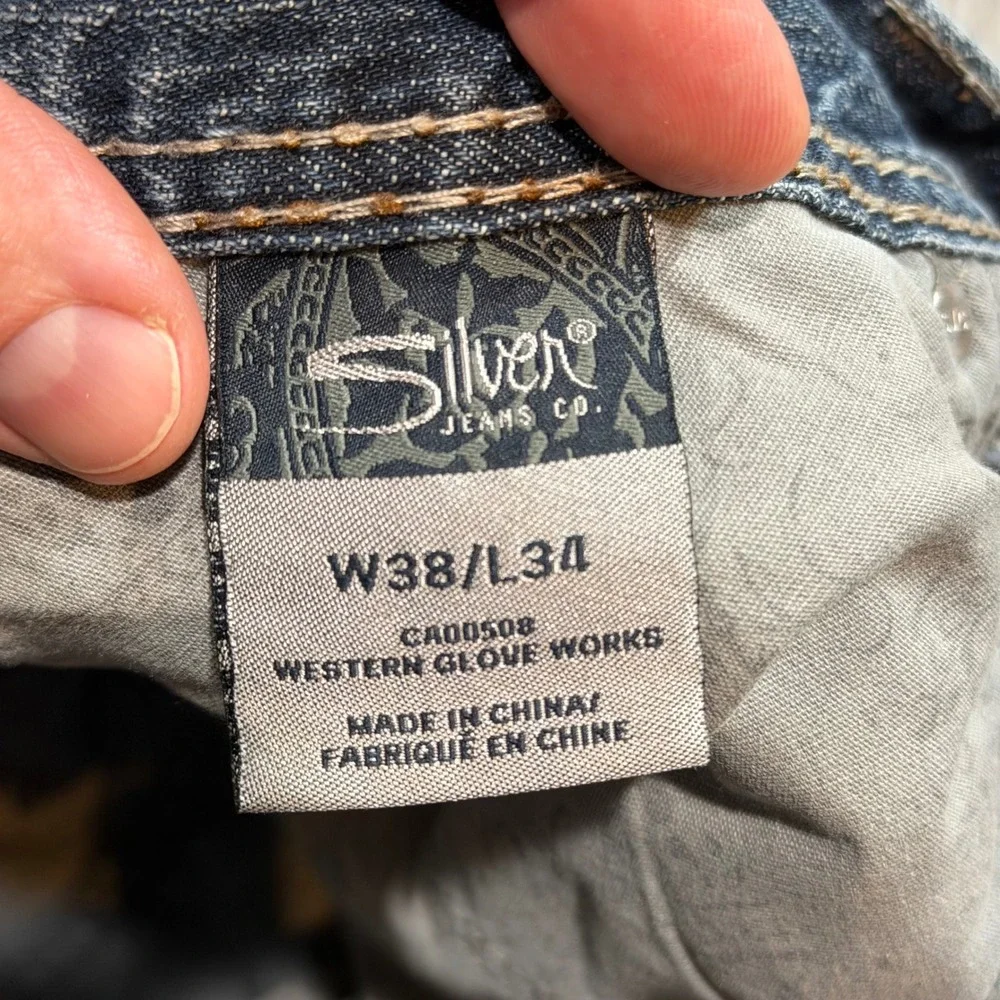 Silver Jeans Zac Relaxed Straight Leg Jeans Mens 38x34 Medium Wash Denim Western
